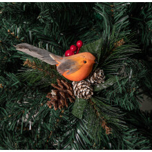 6 x 19cm Christmas Pick Decoration with Robin, Red Berries and Pinecones