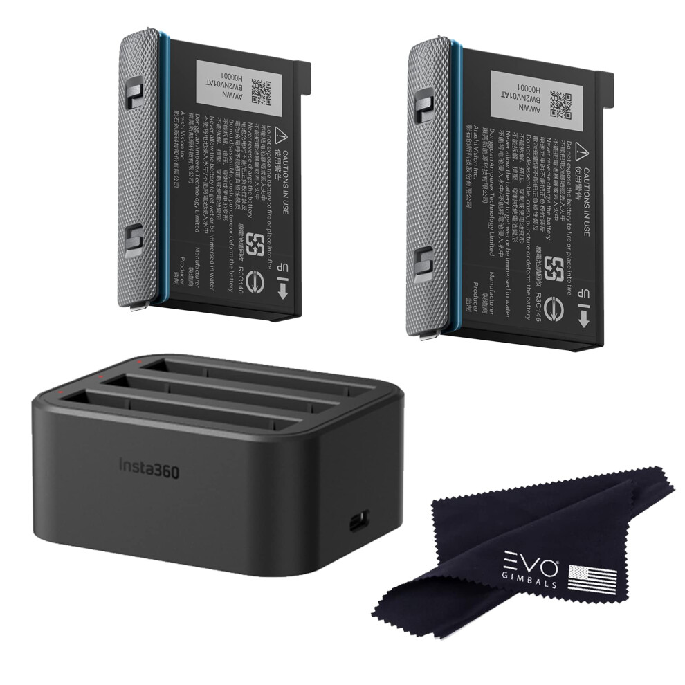 insta360 X3 Battery & Fast Charge Hub Bundle - Includes + 2 Batteries