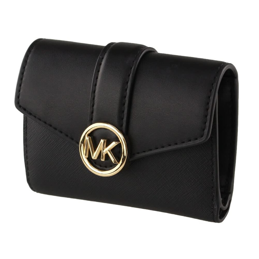 Michael Kors Carmen Medium Flap Wallet (Leather  Black)