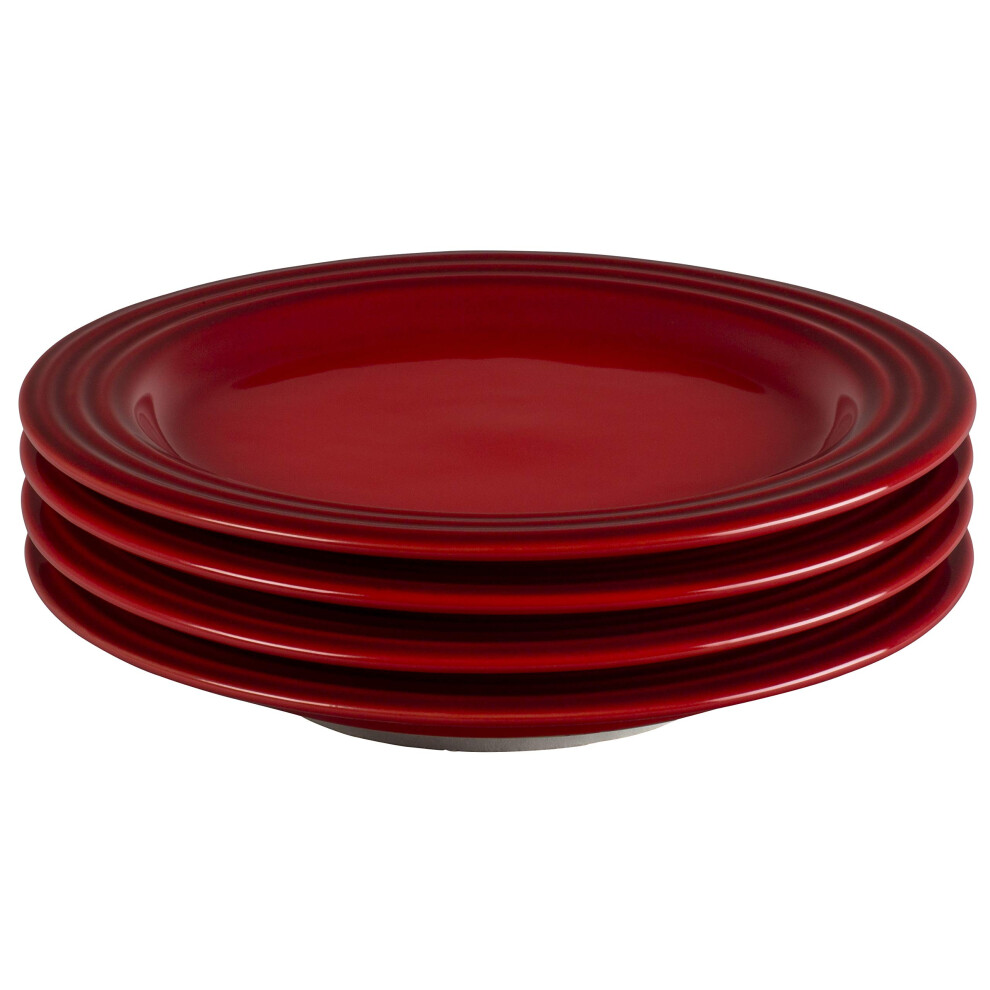 Le Creuset Stoneware Set of 4 Salad Plates  8.5"" each  Cerise