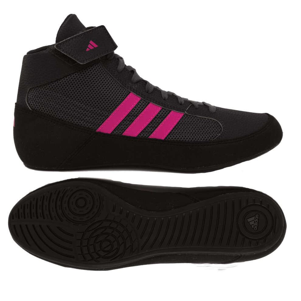 adidas Men's HVC Wrestling Shoes  Black/Charcoal/Hot Pink  9.5