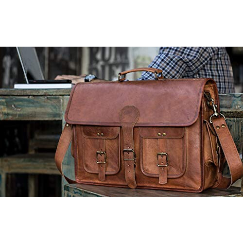 KPL 18 INCH Leather Briefcase Laptop Messenger bag best computer satch 1