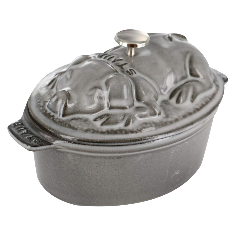 Staub Cast Iron 1-qt Pig Cocotte - Graphite Grey  Made in France