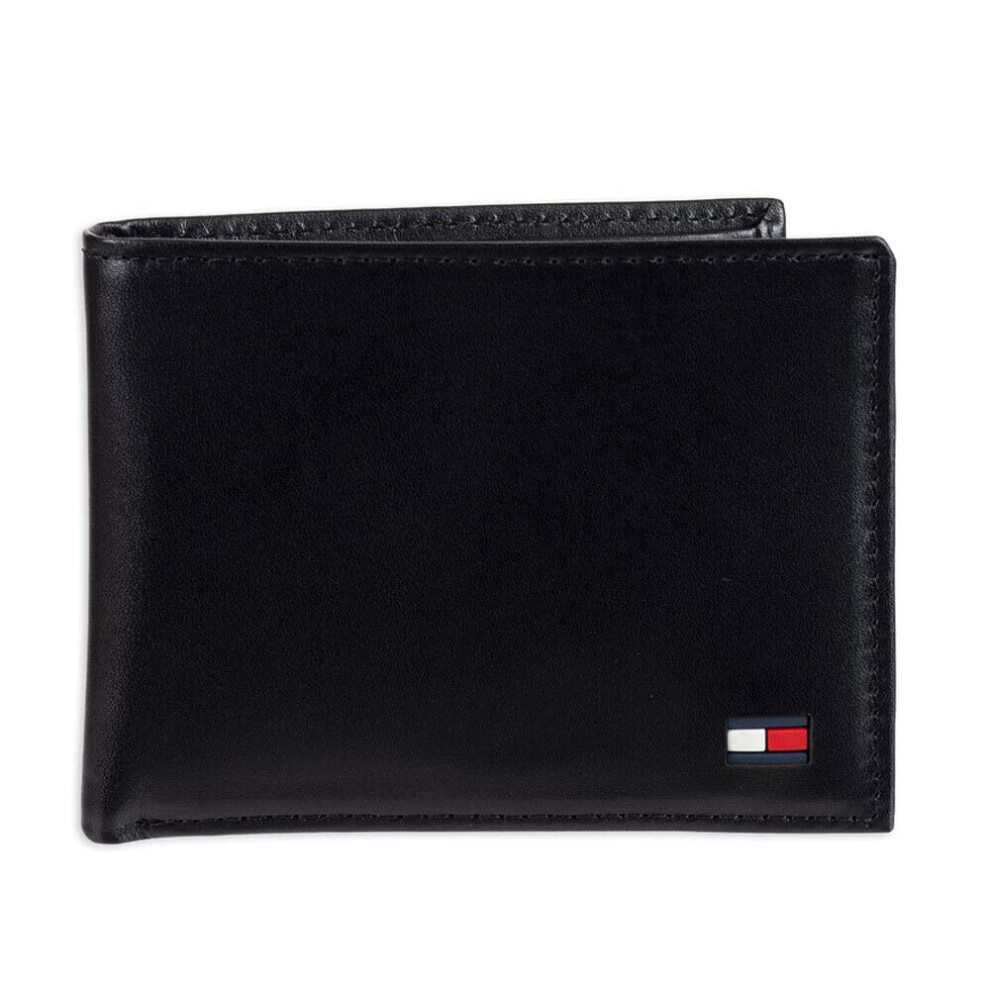 Tommy Hilfiger  Leather Dore Passcase Bifold Wallet (Men) Black one size