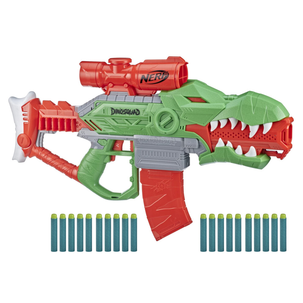 Nerf DinoSquad Rex-Rampage Motorized Dart Blaster  10-Dart Clip  20 Of