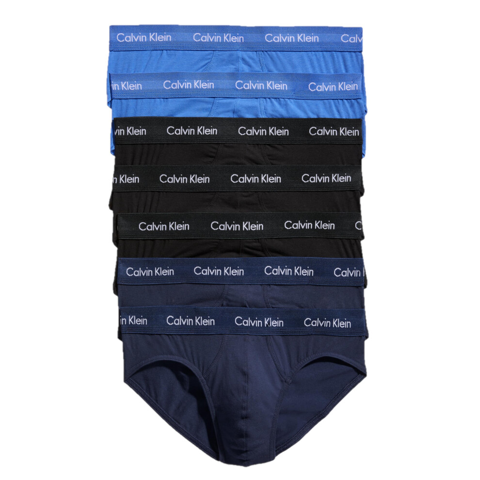 Calvin Klein Men's Cotton Stretch 7-Pack Hip Brief  3 Black  2 Blue Sh