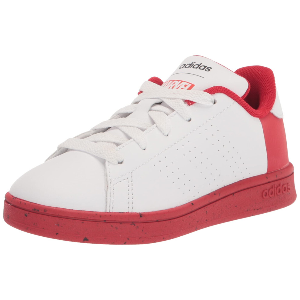 adidas Kids Advantage Tennis Shoe  White/White/Better Scarlet (Spider-