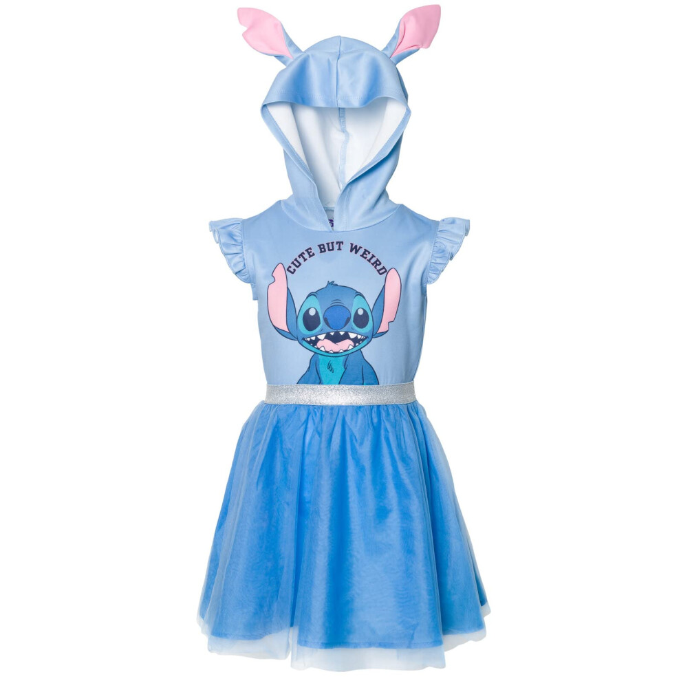 Disney Lilo & Stitch Little Girls Mesh Cosplay Short Sleeve Dress Blue