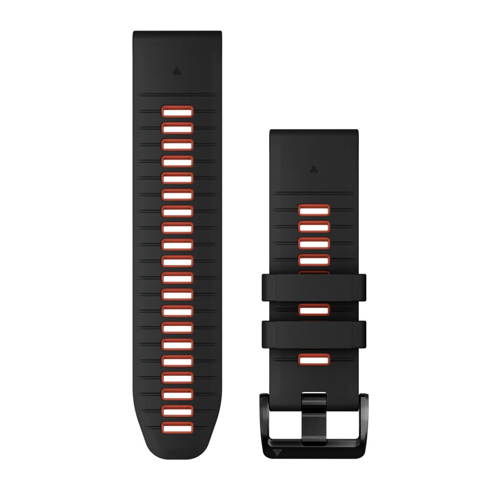 Garmin QuickFit 26 mm Watch Band - Black/Flame Red Silicone Band