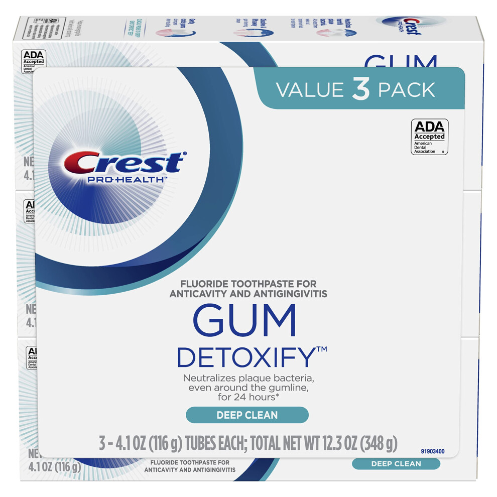 Crest Toothpaste Gum Detoxify Deep Clean  4.1 Oz (Pack of 3)