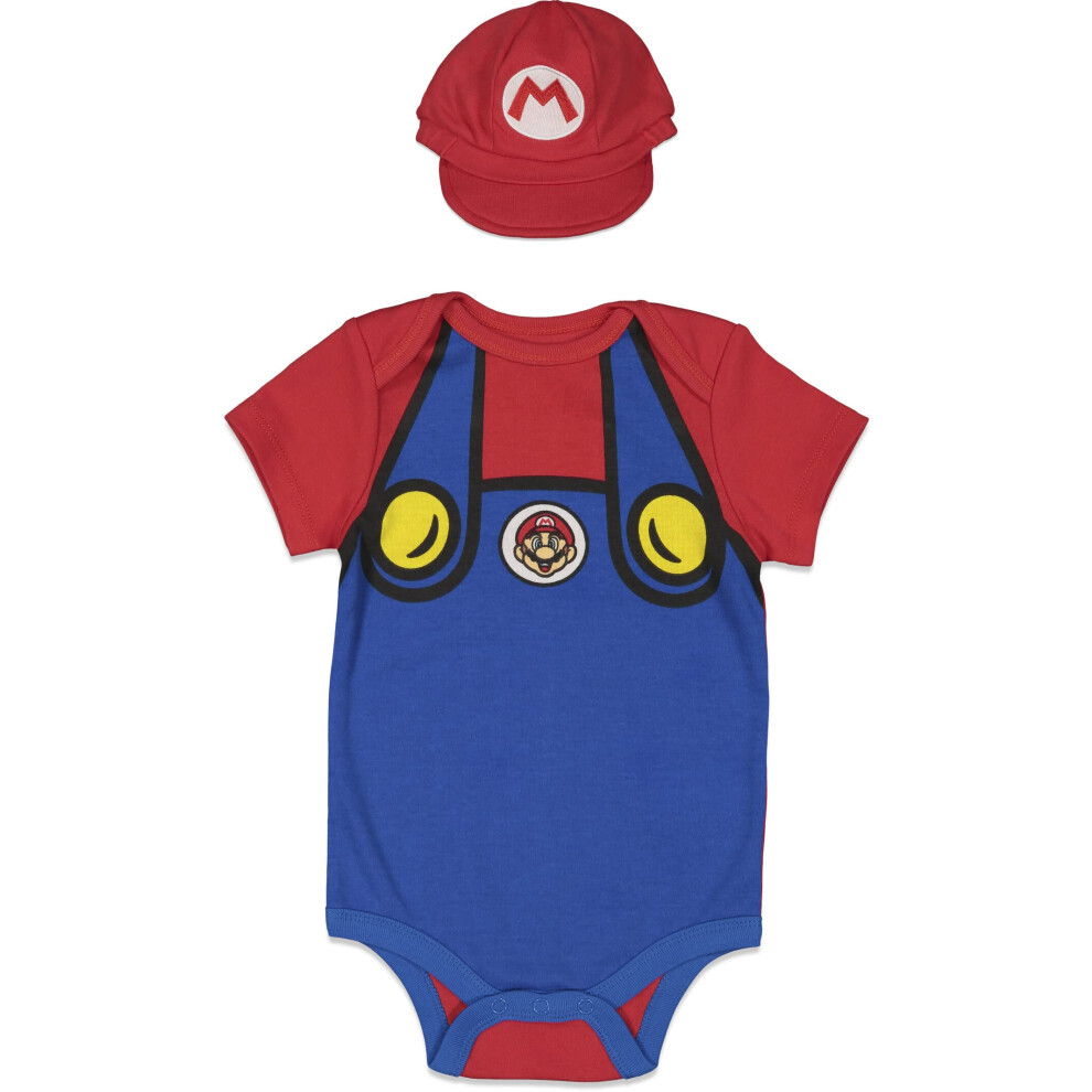 Super Mario Nintendo Baby Boys Costume Short Sleeve Bodysuit & Hat Blu