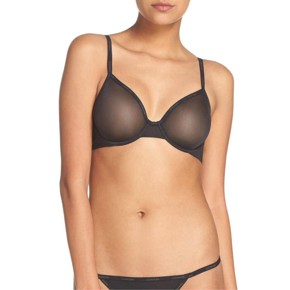 Calvin Klein Sheer Marquisette Demi Unlined Bra Black 36C