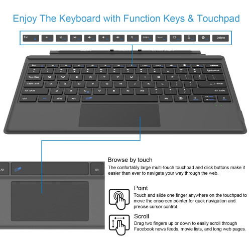 Arteck Microsoft Surface Pro Type Cover  Ultra-Slim Portable Bluetooth 2