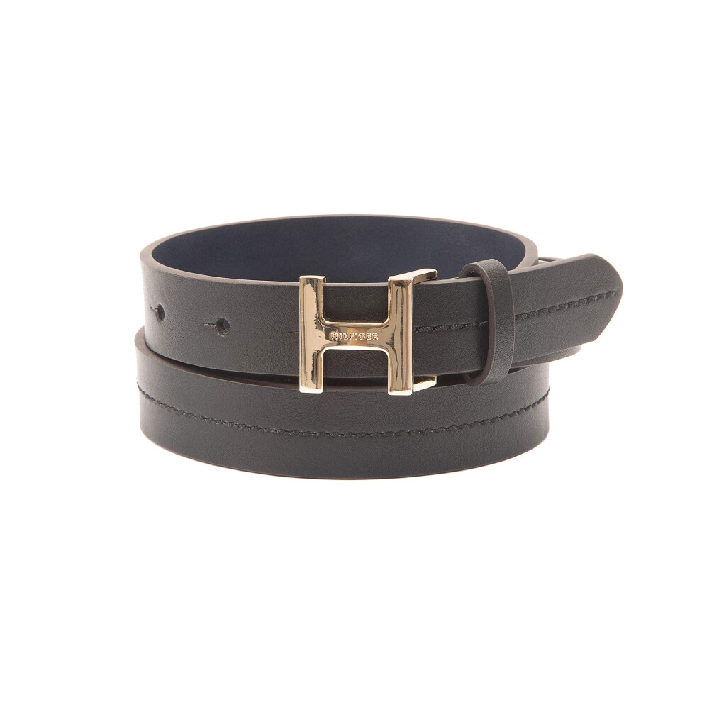 Tommy Hilfiger Women's Monogram H Buckle Fashion Leather Belt  TH Blac