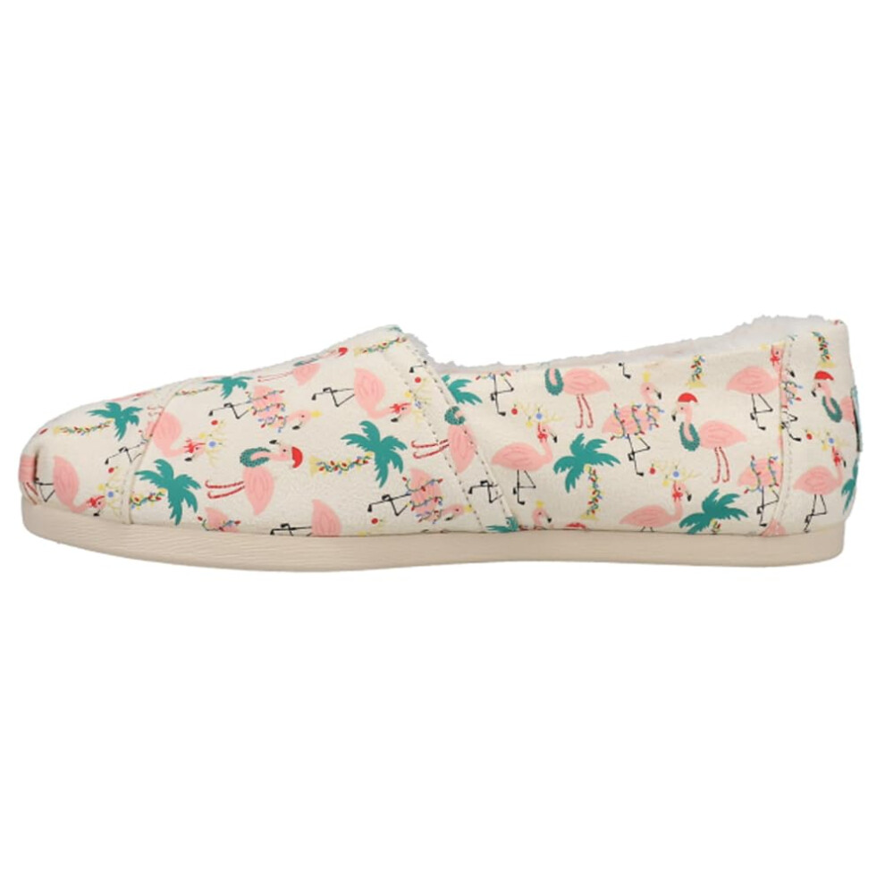 TOMS Womens Alpargata Cozy Holiday Flamingos Graphic Slip On Flats Cas