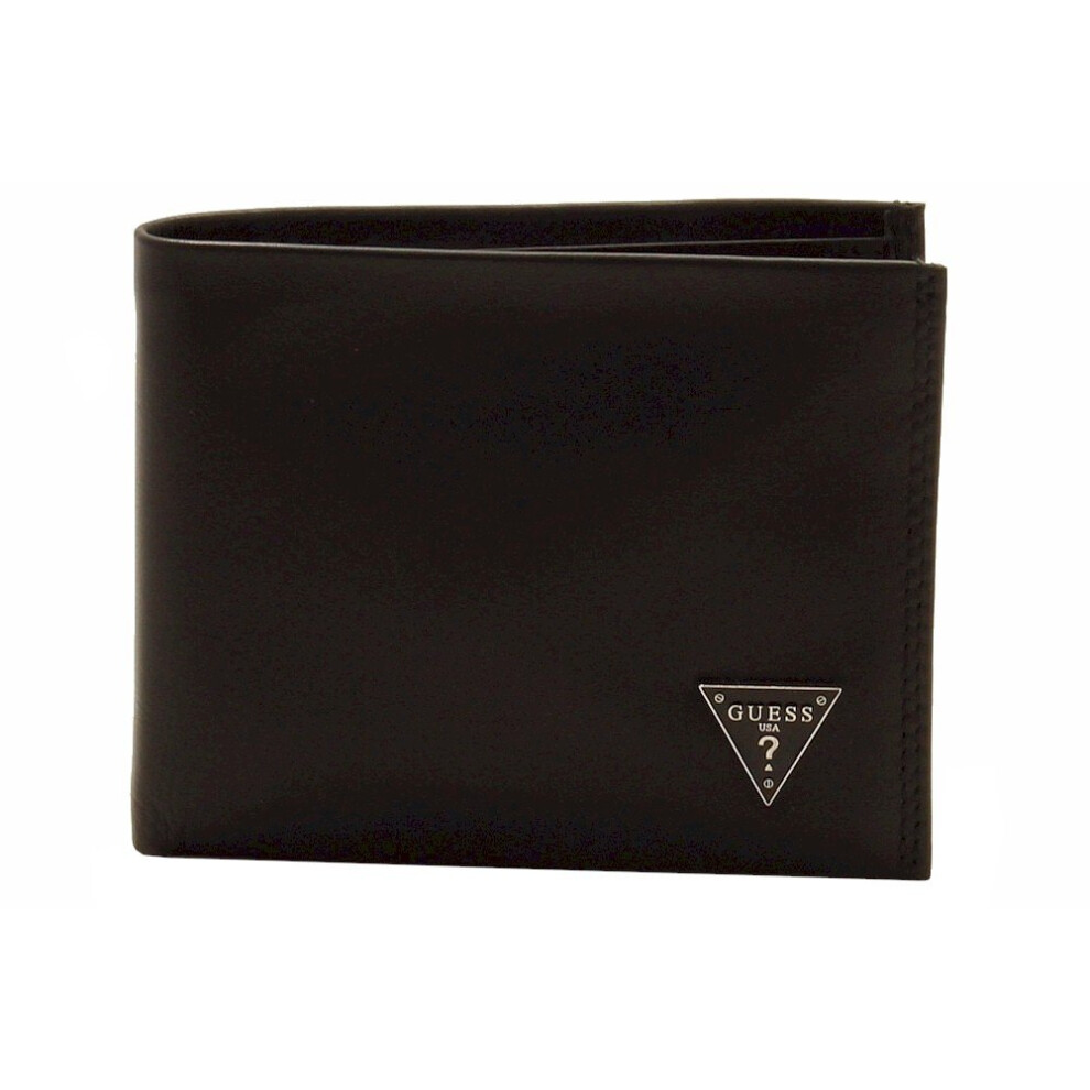 Guess Men's Leather Passcase Wallet  Black Plaque  One Size