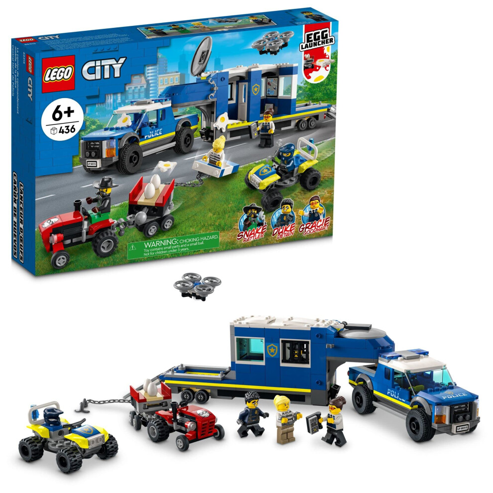 LEGO City Police Mobile Command Truck Toy with Prison Trailer  Drone