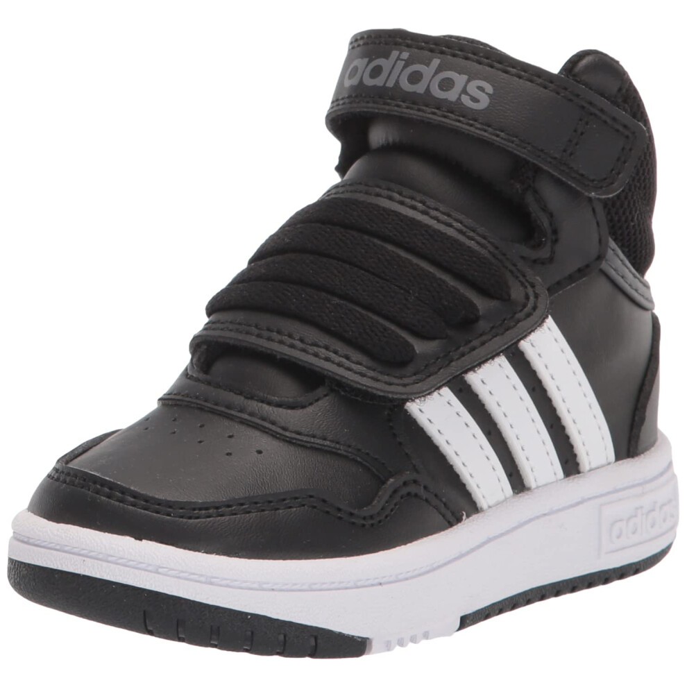 adidas Kids Hoops 3.0 Mid Basketball Shoe  Black/White/Grey (Cross Str