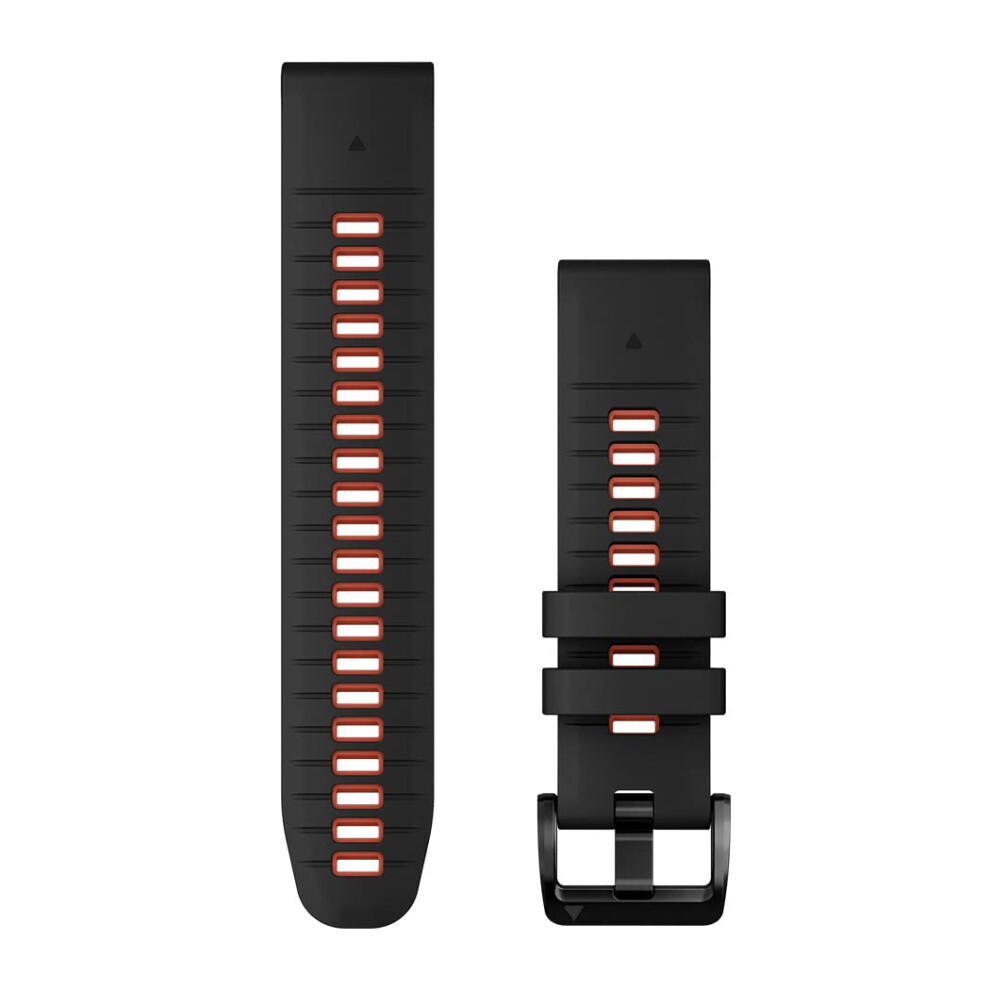 Garmin QuickFit 22 mm Watch Band - Black/Flame Red Silicone Band