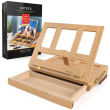 Arteza Tafel Easel, 34 x 26 x 5 cm, Draagbare Beukenhouten Easel met 2-Vaks Lade
