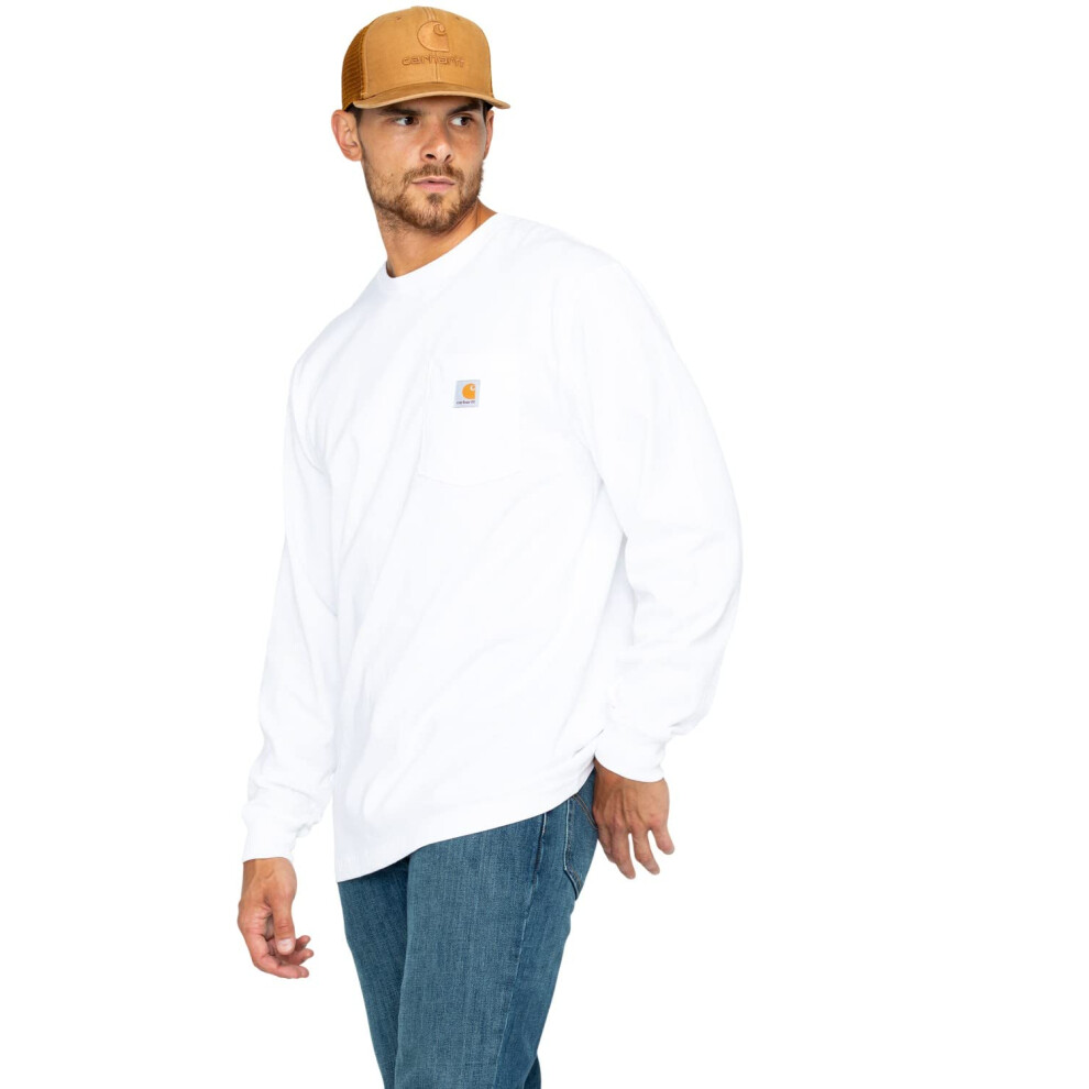 Carhartt Men's Loose Fit Heavyweight Long-Sleeve Pocket T-Shirt  White