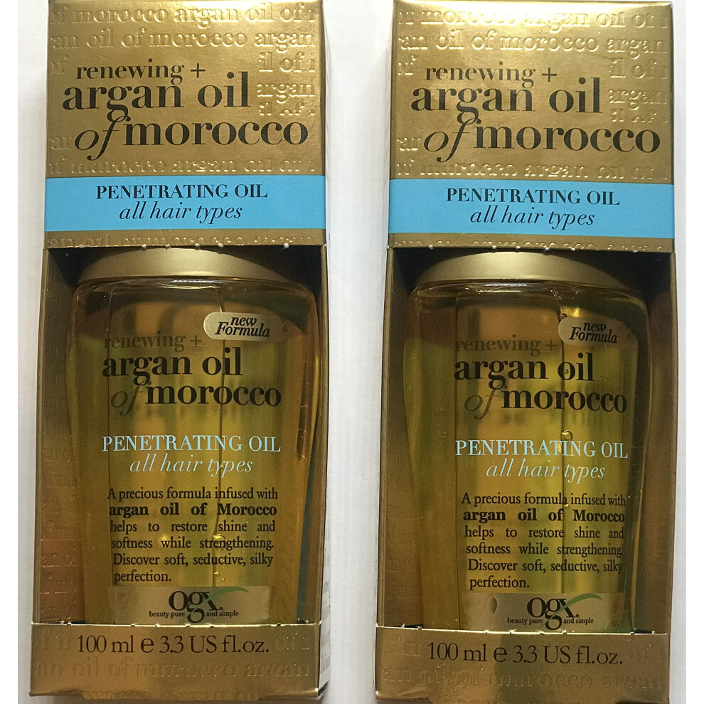 Organix Renewing Moroccan Argan Penetrating Oil  3.3 Fl Oz (Pack of 2)