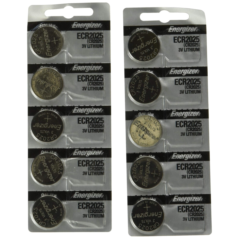 Energizer CR2025 3V Lithium Coin Battery 10 Pack (2 Packs of 5)