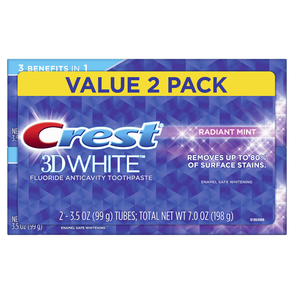 Crest 3D White Whitening Toothpaste  Radiant Mint  3.5 Ounce (Pack of