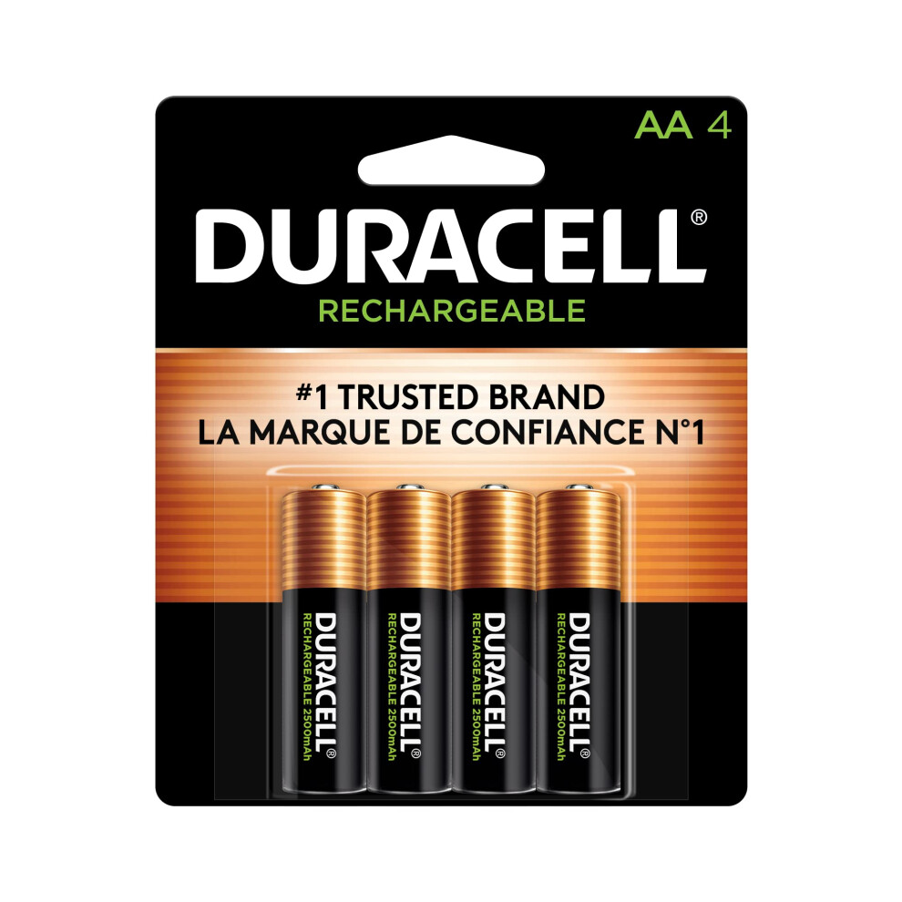 Duracell Rechargeable AA Batteries  4 Count Pack  Double A Battery for