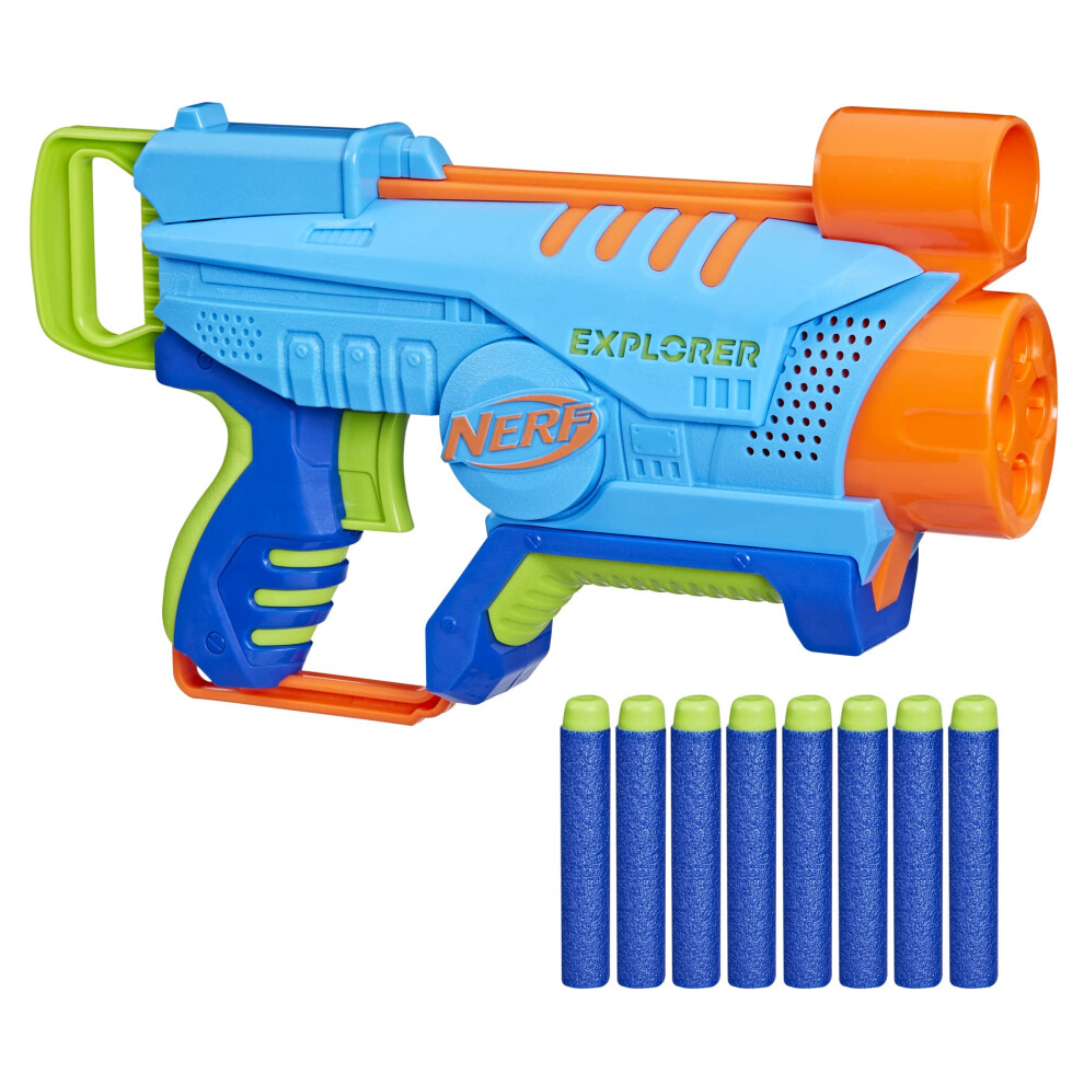 NERF Elite Junior Explorer Easy-Play Toy Foam Blaster  8 Darts for Kid