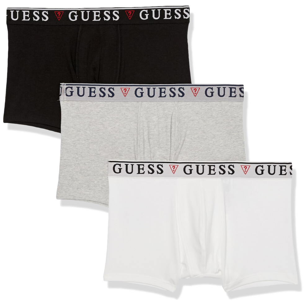 GUESS Men's Brian Hero Boxer Trunk 3 Pack  Black White Combo