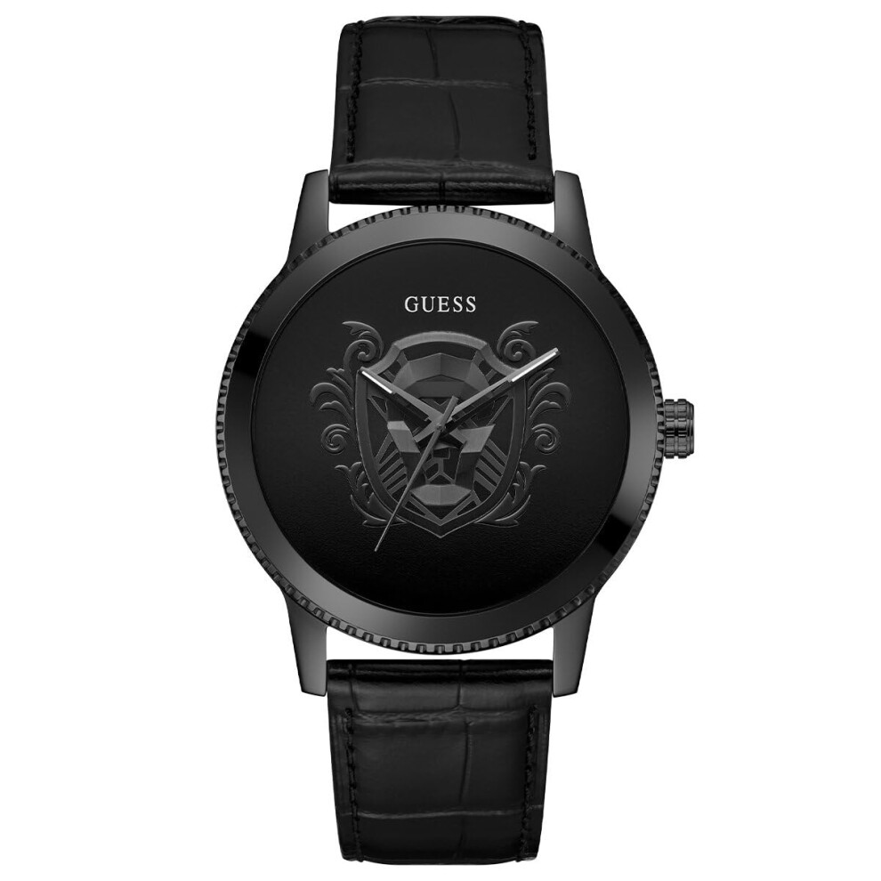 GUESS Men's 44mm Watch - Black Strap Black Dial Black Case