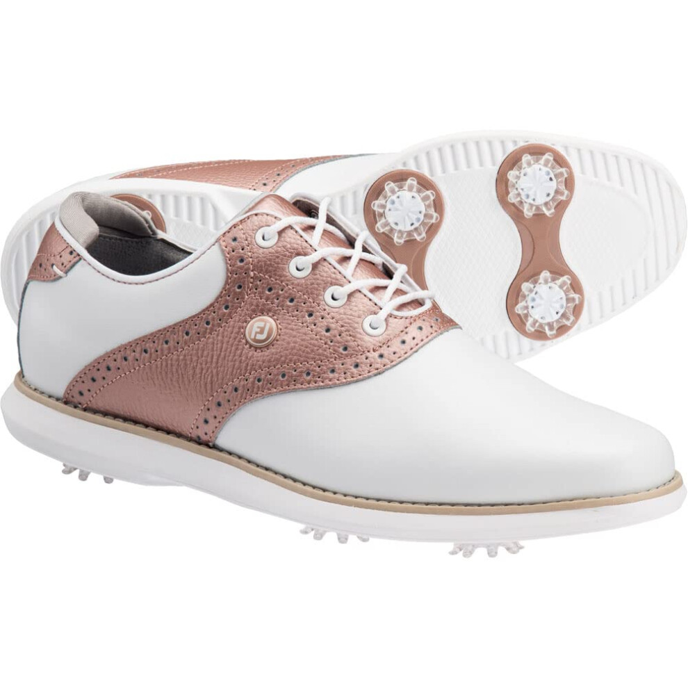 FootJoy Traditions Golf Shoes - Previous Season Style White/Rose 8.5 M