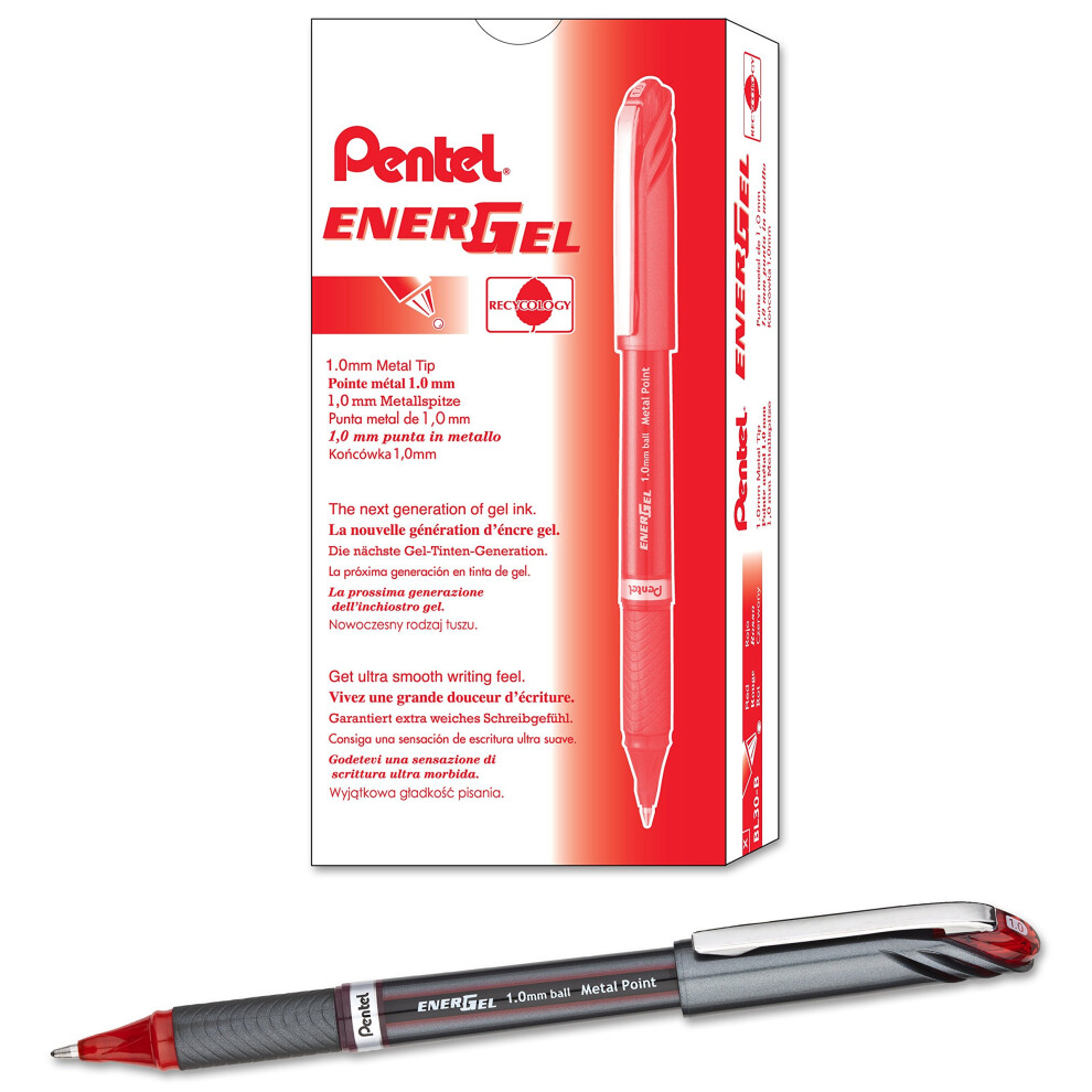 Pentel EnerGel NV Gel Ink Pen  (1.0mm) Bold Point Capped  Metal Tip  R