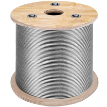 Mophorn Edelstahl Kabelgeländer 1/8"x 500ft, Drahtseil 316 Marine-Qualität, geflochtenes Kabel 7x7 für Deck, Geländer