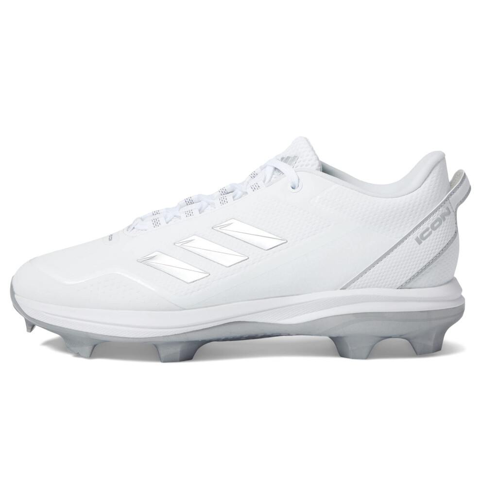 adidas Men's Icon 7 TPU Baseball Shoe  White/Silver Metallic/Black  7.