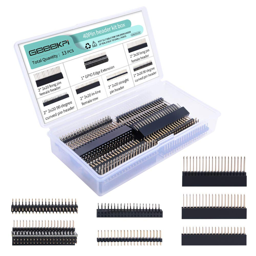 Geeekpi 2X20 40 Pin Stacking Female Header Kit For Raspberry Pi 4B/3B+ 192530265346