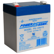 Power-Sonic PS-1250F2 12 Volt/5 Ah versiegelte Blei-Säure-Batterie mit 0.250 Fast-on Stecker