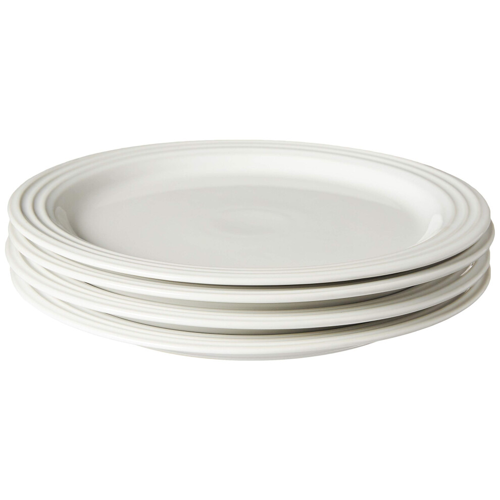 Le Creuset Stoneware Set of 4 Dinner Plates  10.5"" each  White