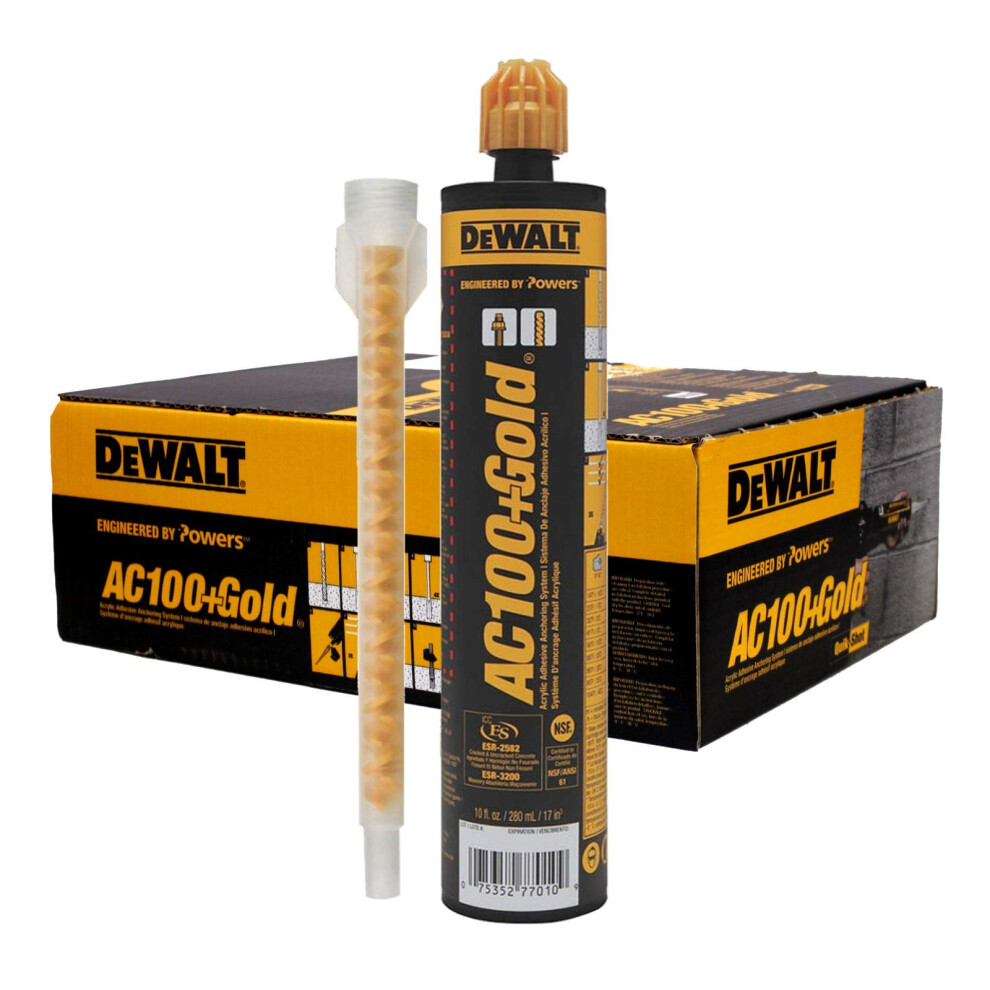 10 oz. Dewalt AC100+ Gold Quik-Shot Acrylic Epoxy Adhesive (Case of 12