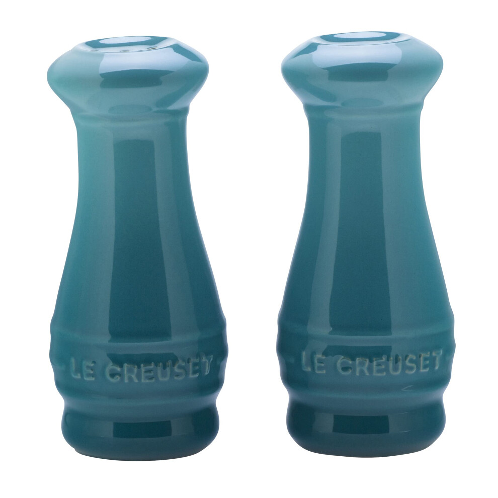 Le Creuset Stoneware Salt & Pepper Shakers Set of 2  4 oz. each  Carib