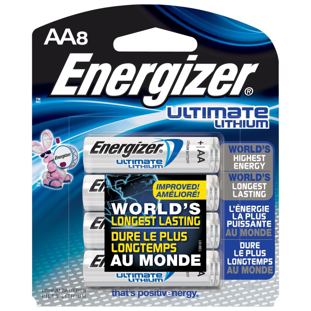 Energizer L91BP-8 Ultimate Lithium AA Batteries (8-Pack)