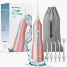 AquaSonic Aqua Flosser - Bezdrátový vodní flosser pro zuby - Vodotěsný, přenosný orální irigátor s 5 tryskami