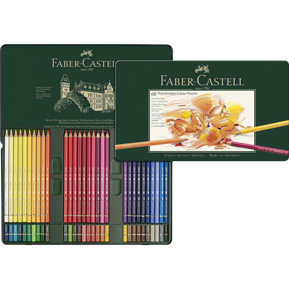 Faber-Castel 110060 Polychromos Colored Pencil Set In Metal Tin  60 Pi
