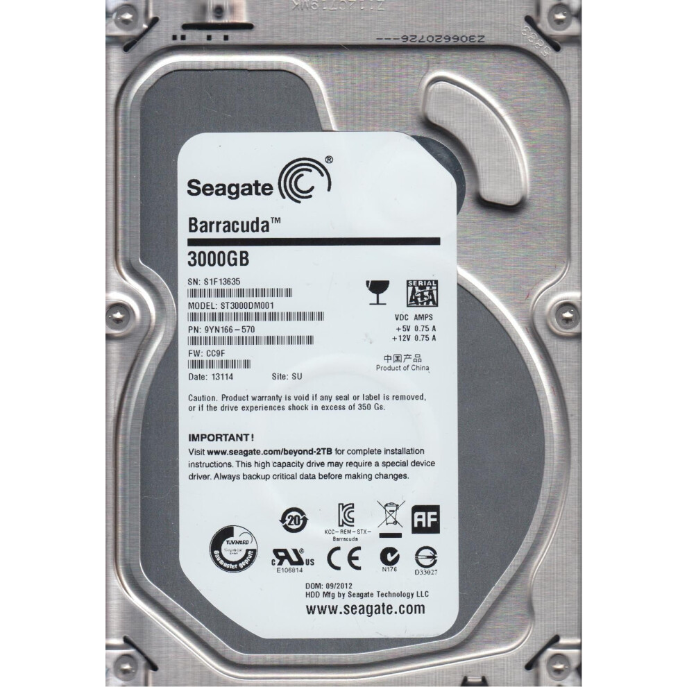 Seagate Barracuda 3TB 7200rpm SATA III Internal Hard Drive (ST3000DM00