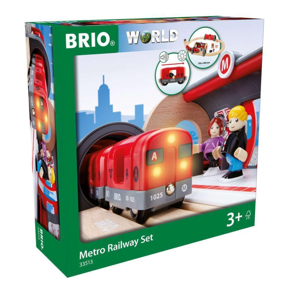 BRIO 33513 Metro Railway Set | 20 Piece Train Toy with Accessories and