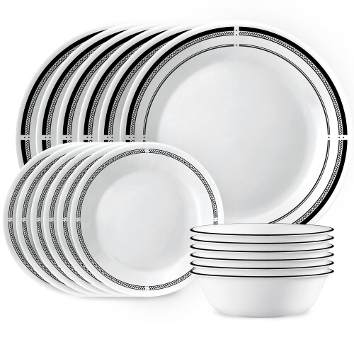 Corelle 18-Piece Round Dinnerware Set  Service for 6  Lightweight Roun