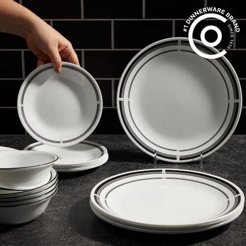Corelle 18-Piece Round Dinnerware Set  Service for 6  Lightweight Roun 1