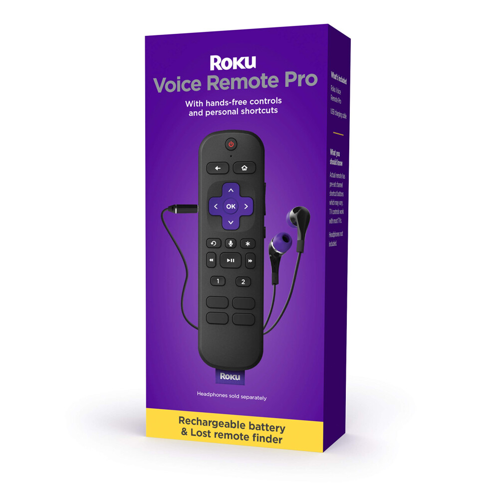 Roku Voice Remote Pro | Rechargeable TV Remote Control with Hands-free