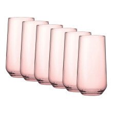 (Pink Highball(470ml) Set of 6) 6/12 Pcs Allegra Coloured Glasses Highball Tumbler Tall Short Cocktails Juice 470/425ml